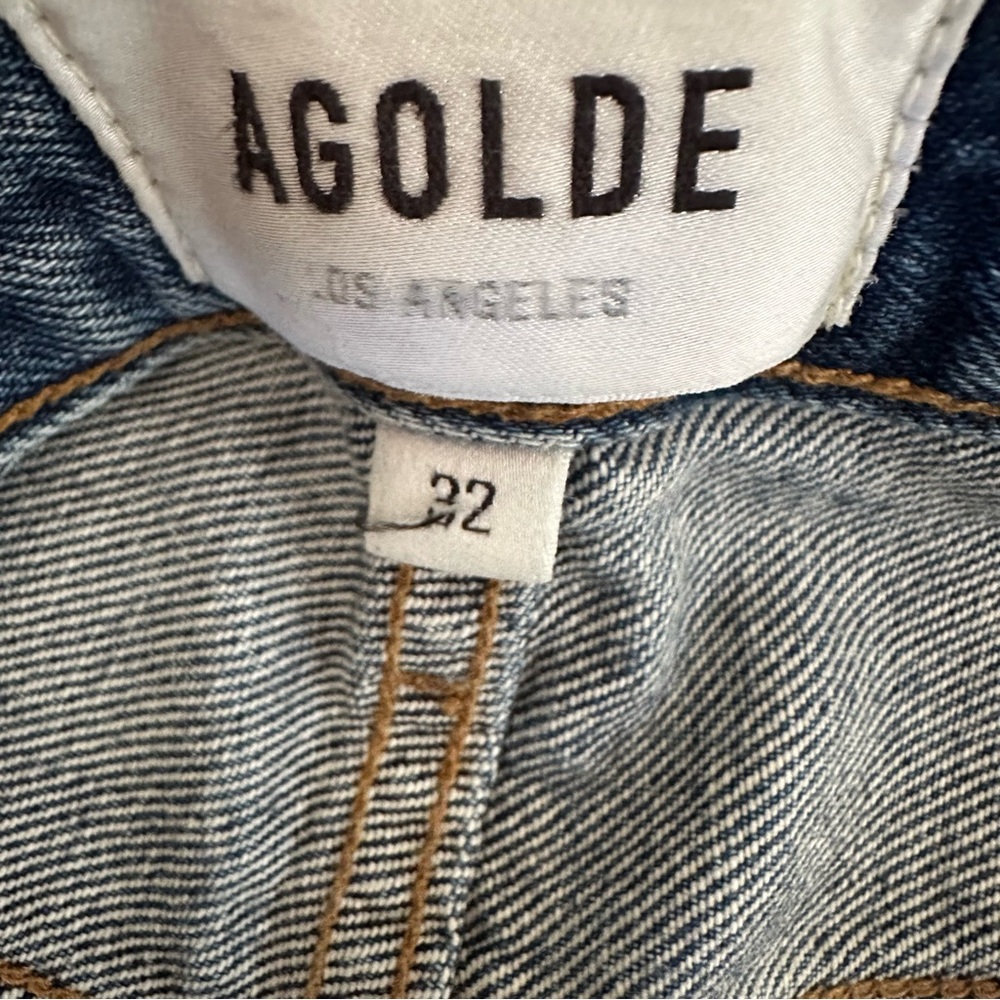 Agolde Parker Vintage Cuf Off Blue Denim Frayed Shorts Lowkey Size 32 NWT - Picture 10 of 10